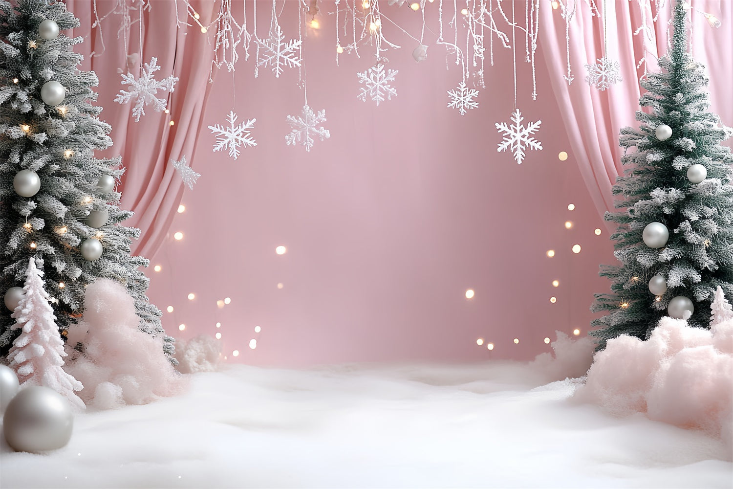 Toile de fond Hiver Neige Rosée de Noël CSH57-224