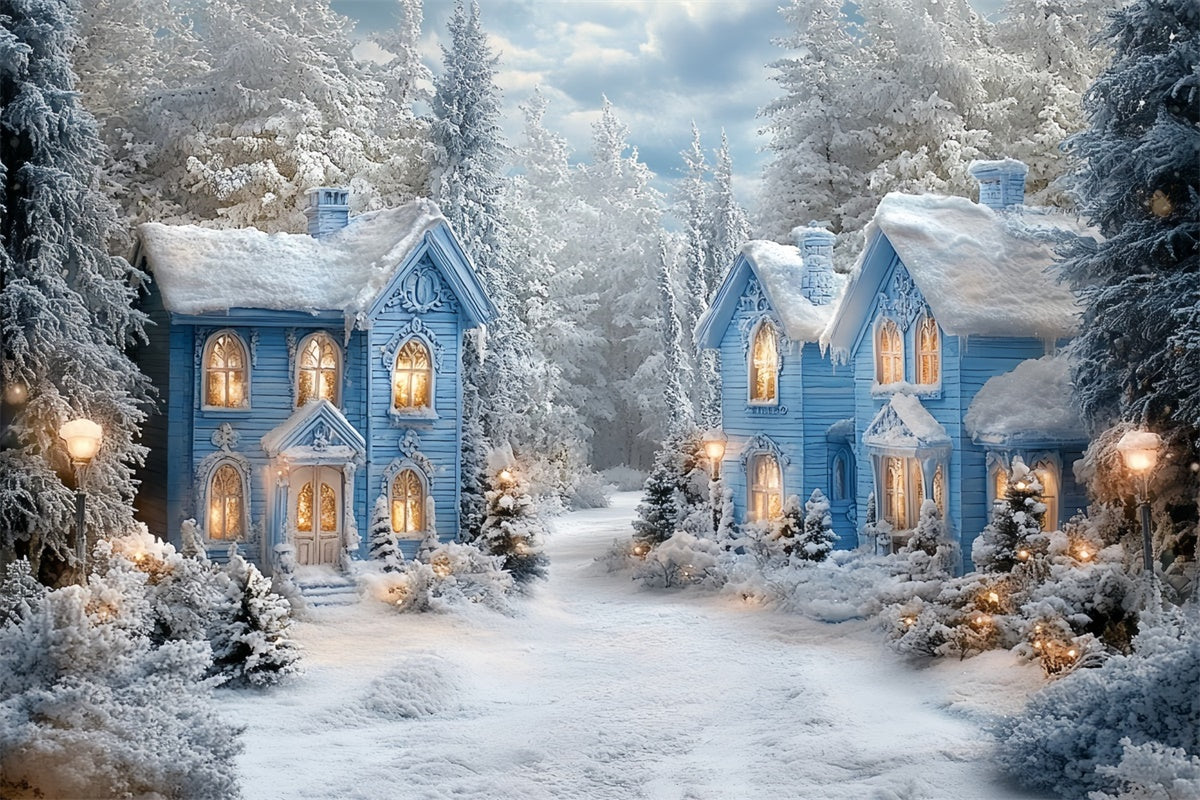 Toile de fond Hiver Cottages Enneigés du Pays des Merveilles CSH57-228