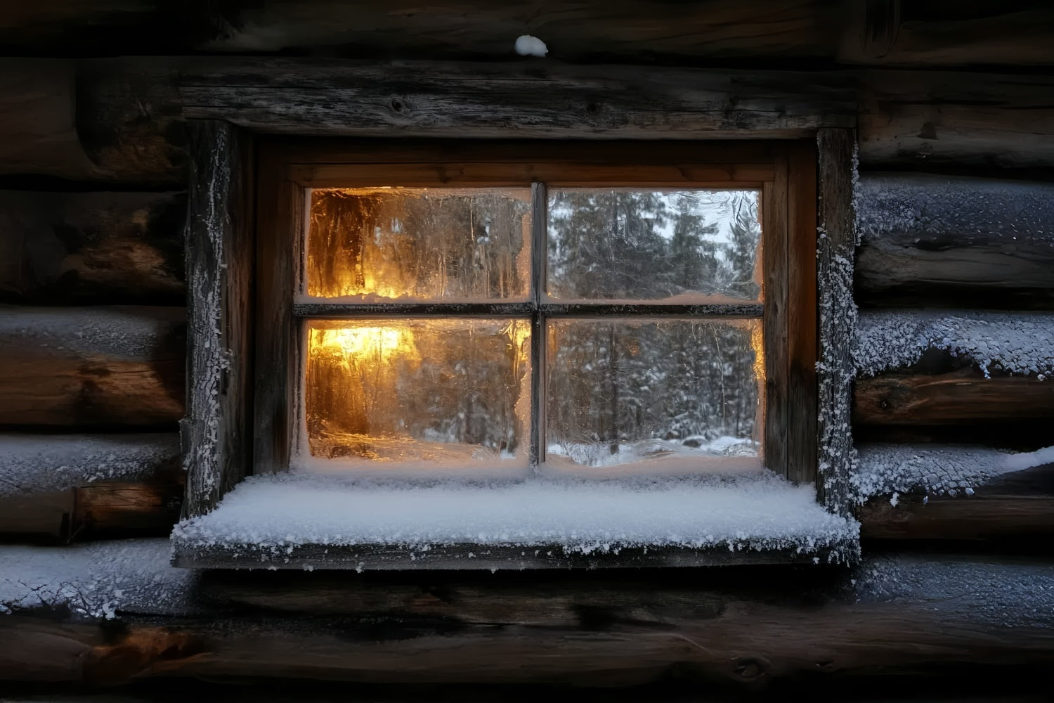 Toile de fond Photo Hiver Cabane Givrée Lumineuse CSH57-229