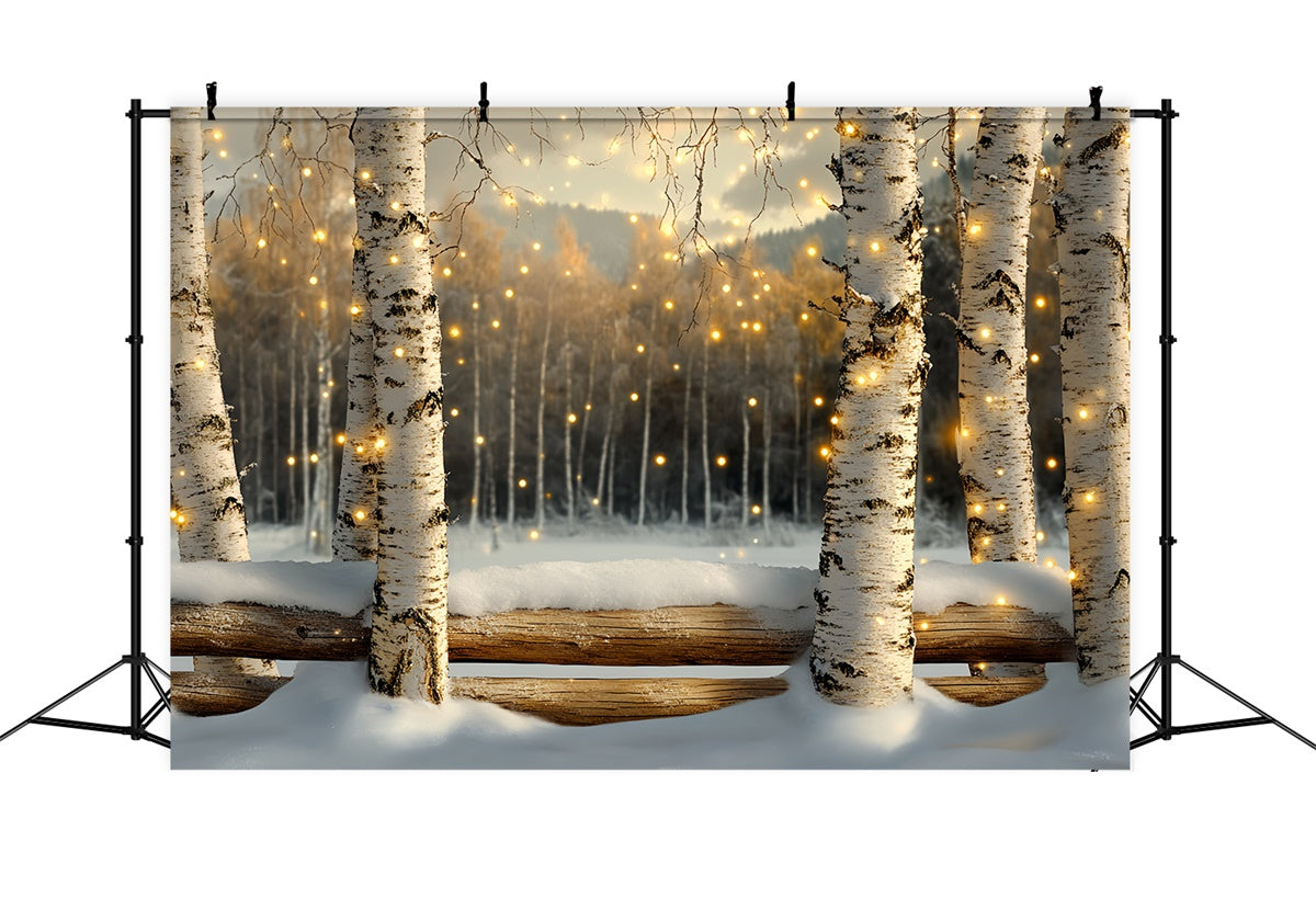 Toile de fond Hiver Forêt de Bouleaux Étincelante CSH57-233
