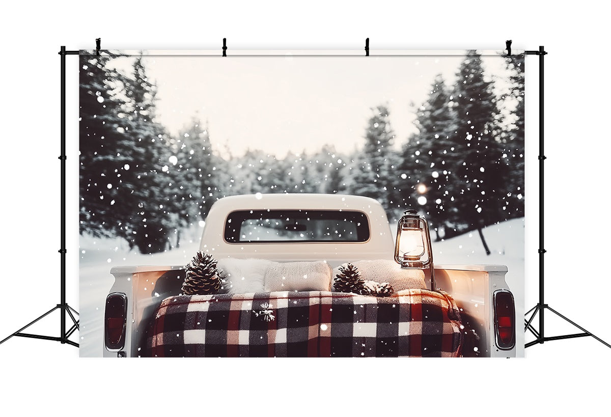 Toile de fond Photo Hiver Camion Rustique sous la Neige CSH57-235
