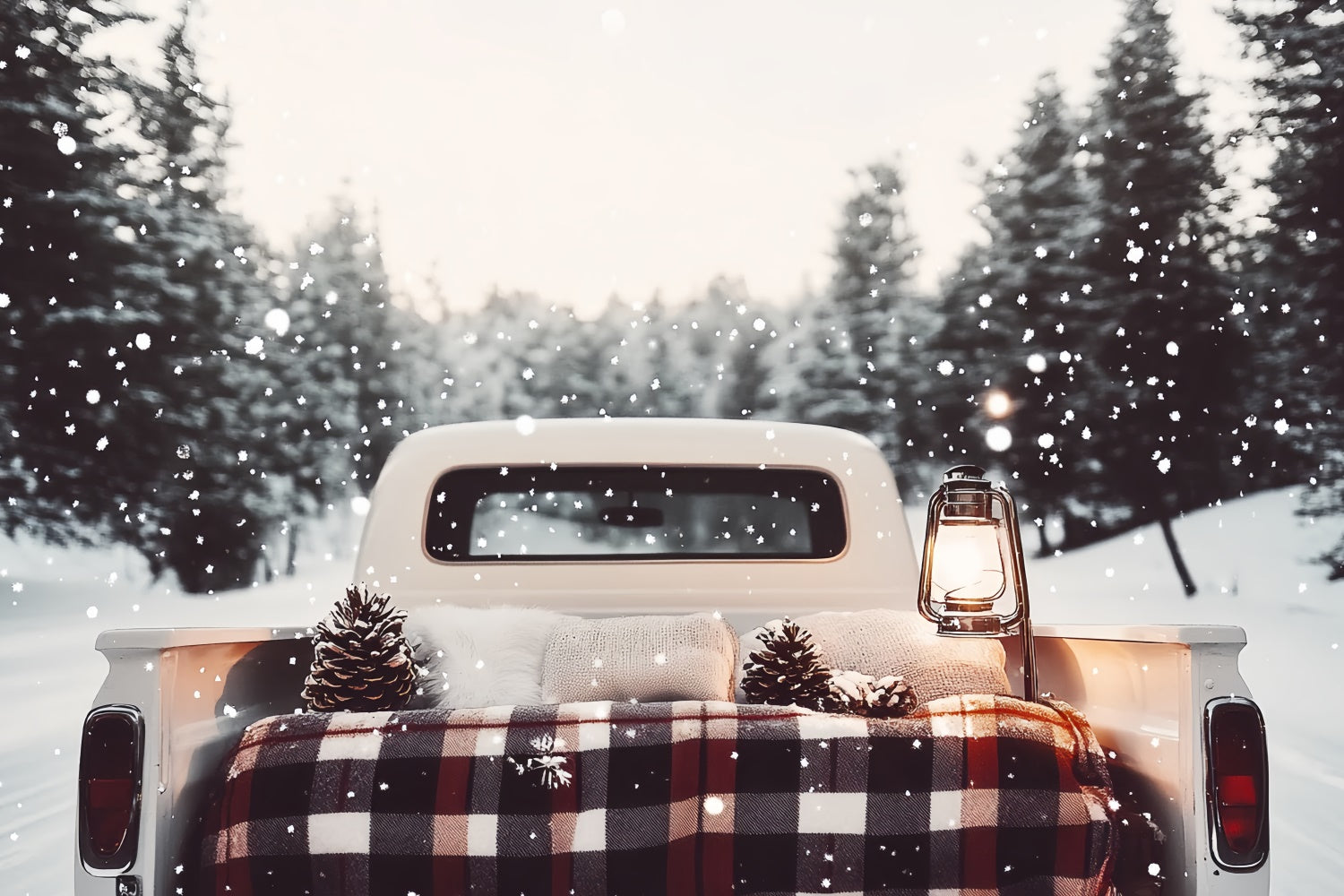 Toile de fond Photo Hiver Camion Rustique sous la Neige CSH57-235