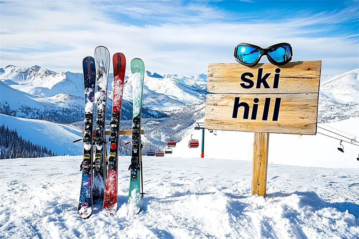 Toile de fond Hiver Sports de Ski Montagne Alpine CSH57-239