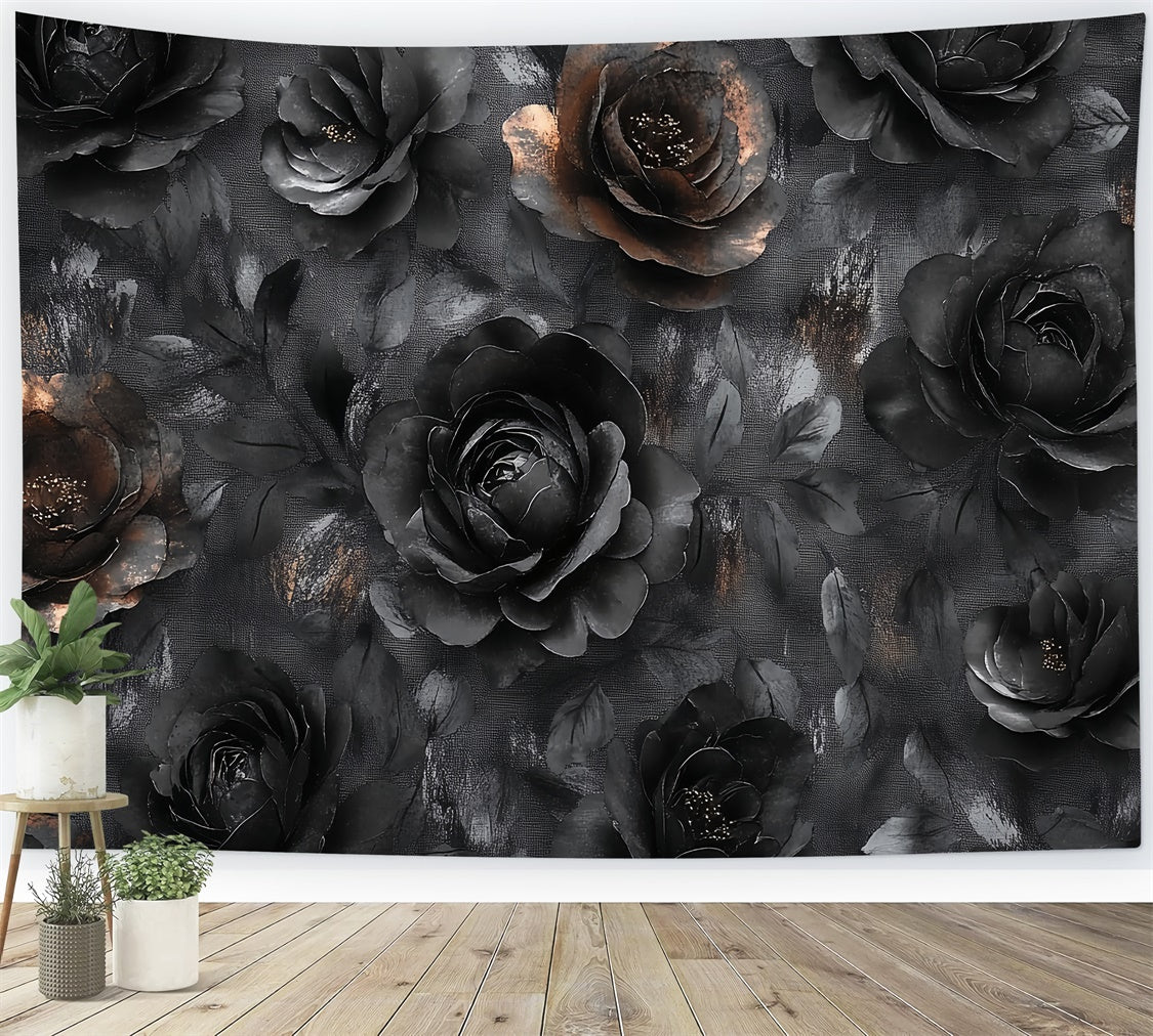 Toile de fond Photographie Beaux-Arts Texture Florale Noire CSH57-260