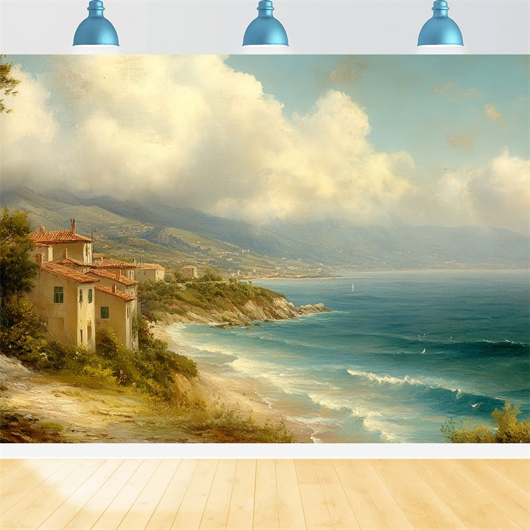 Toile de fond Beaux-Arts Rivage Ensoleillé Calme Tissu CSH57-274