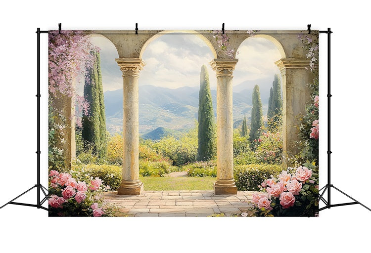 Toile de fond Artistique Terrasse Vallée Romantique Drap CSH57-280