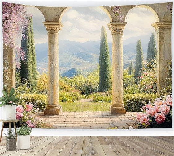 Toile de fond Artistique Terrasse Vallée Romantique Drap CSH57-280