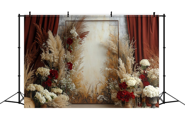 Toile de fond bohème Rideau Rouge Rustique Floral CSH57-298