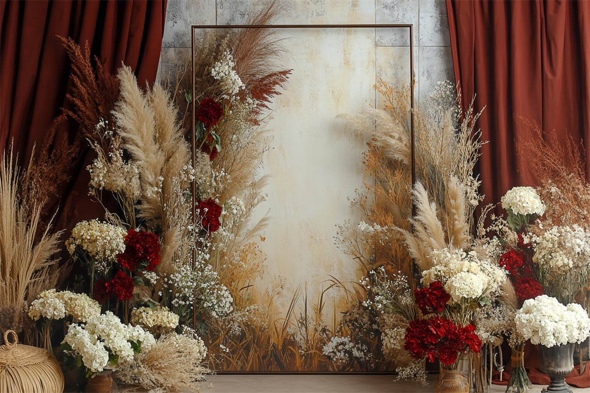Toile de fond bohème Rideau Rouge Rustique Floral CSH57-298