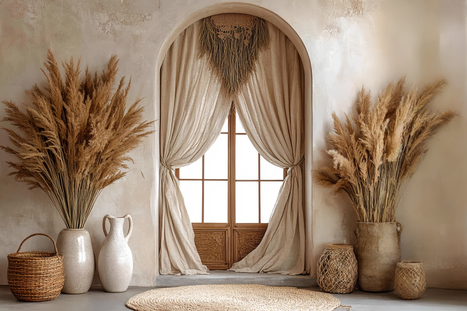 Toile de fond bohème Retraite Fenêtre Pampas CSH57-309