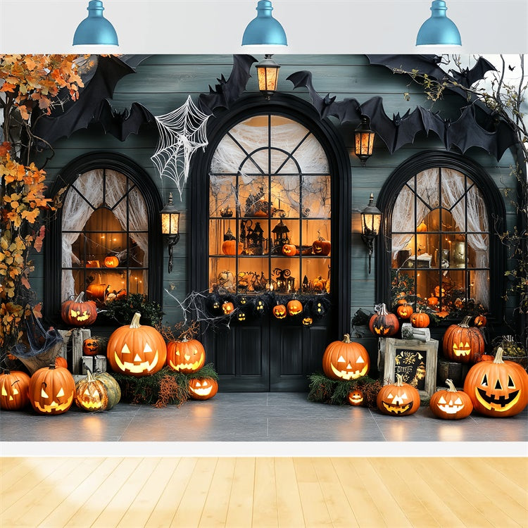 Toile de fond Halloween Fenêtre Citrouille Lumineuse CSH57-64