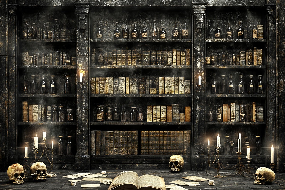 Toile de fond Photo Halloween Bibliothèque Potions Grimoires CSH57-71