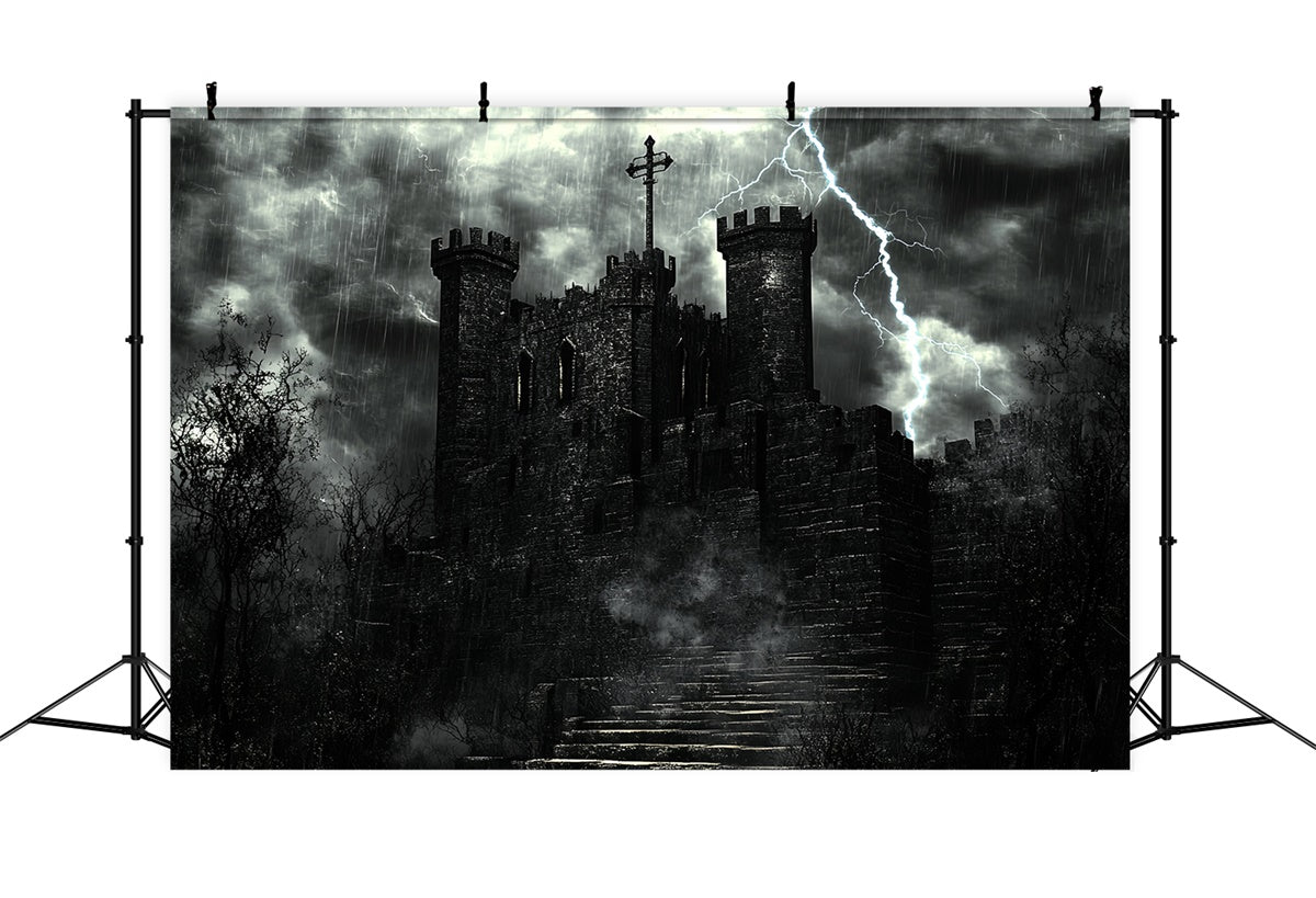 Toile de fond Photo Halloween Château Hanté Éclairs CSH57-73