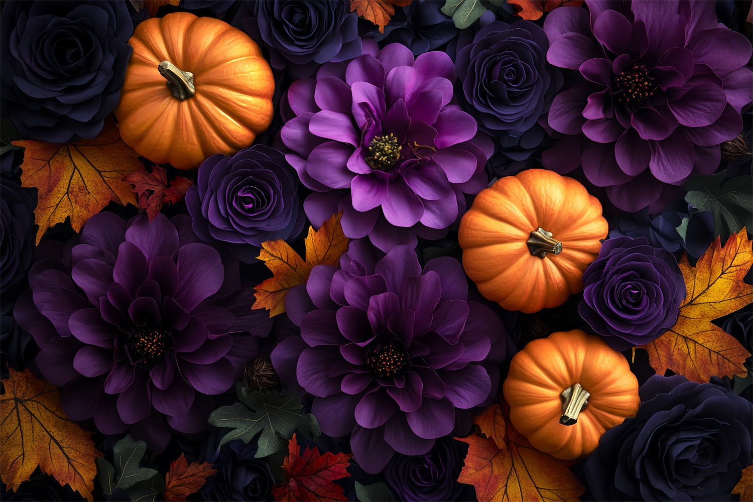 Toile de fond Photo Halloween Crépuscule Fleur Citrouille CSH57-75