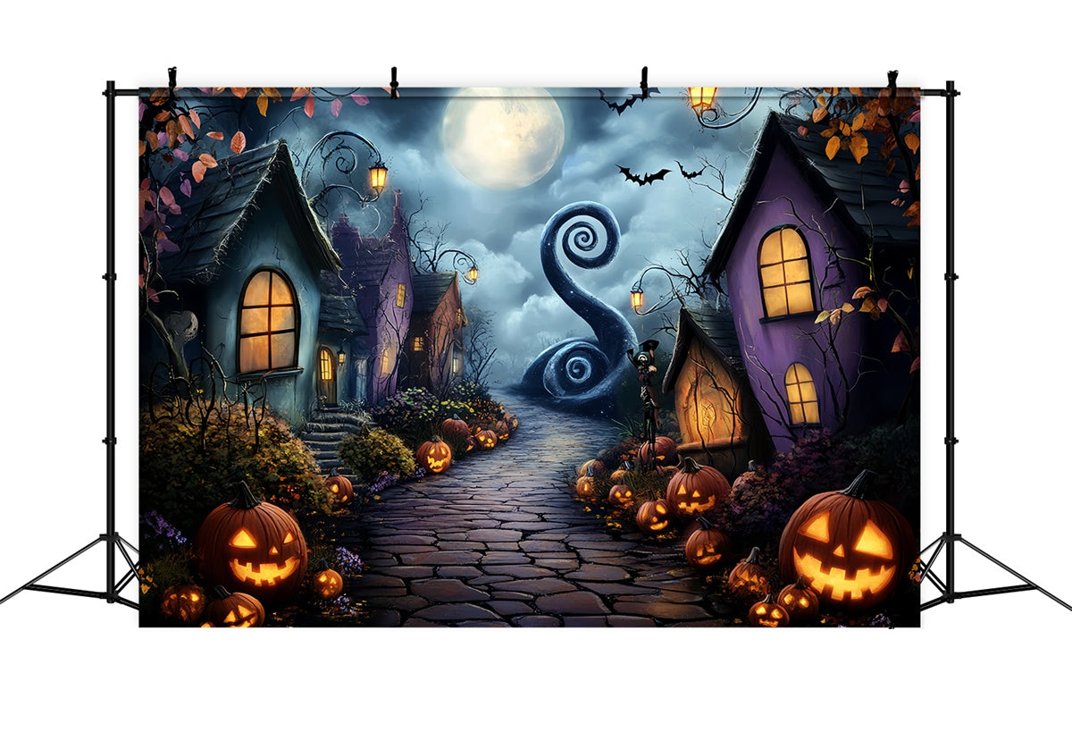 Toile de fond Halloween Sentier Courbe Clair Lune CSH57-80