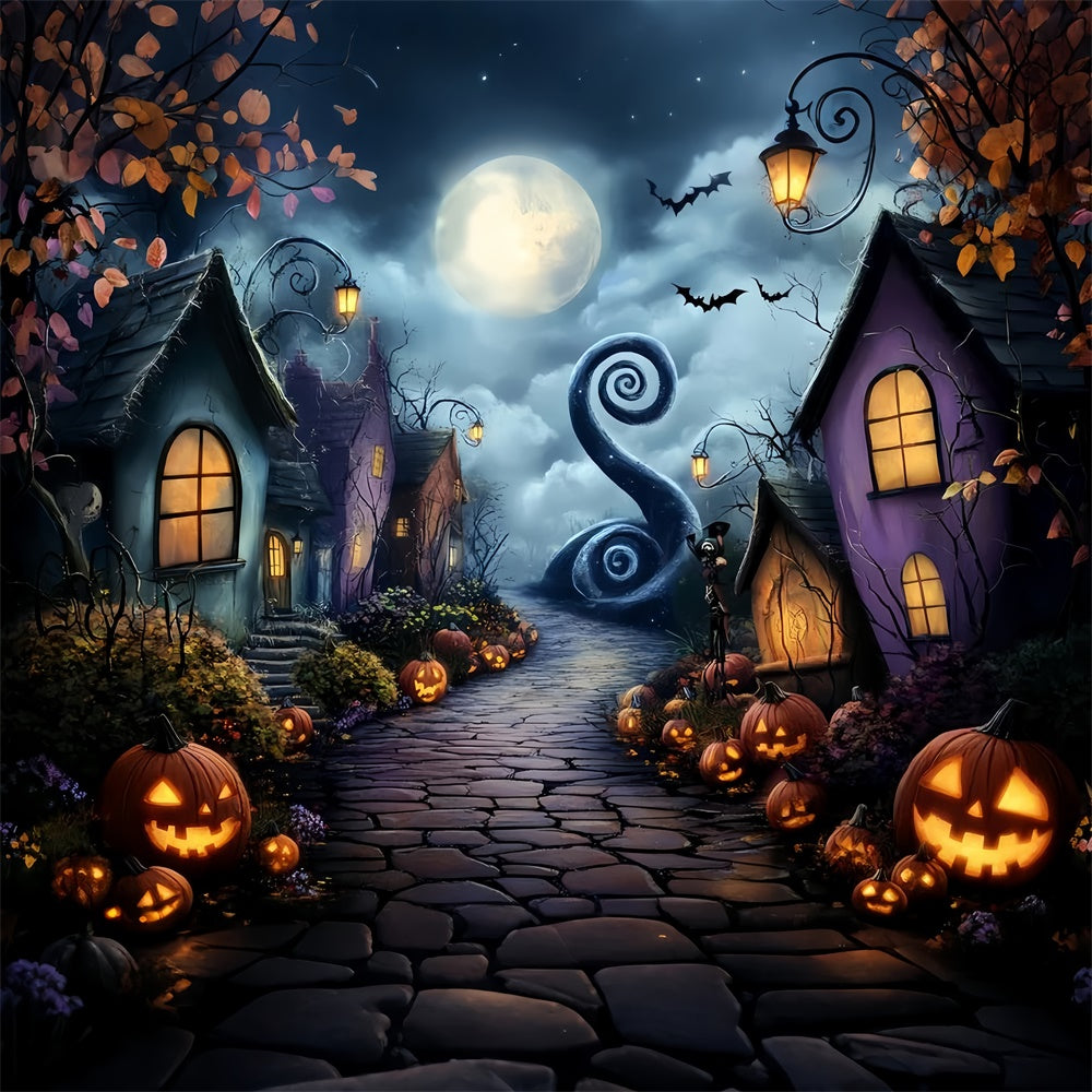 Toile de fond Halloween Sentier Courbe Clair Lune CSH57-80
