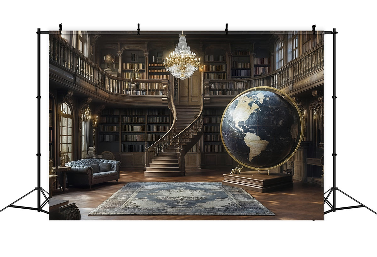 Toile de fond Vintage Studio Bibliothèque Ancienne Globe CSH57-88