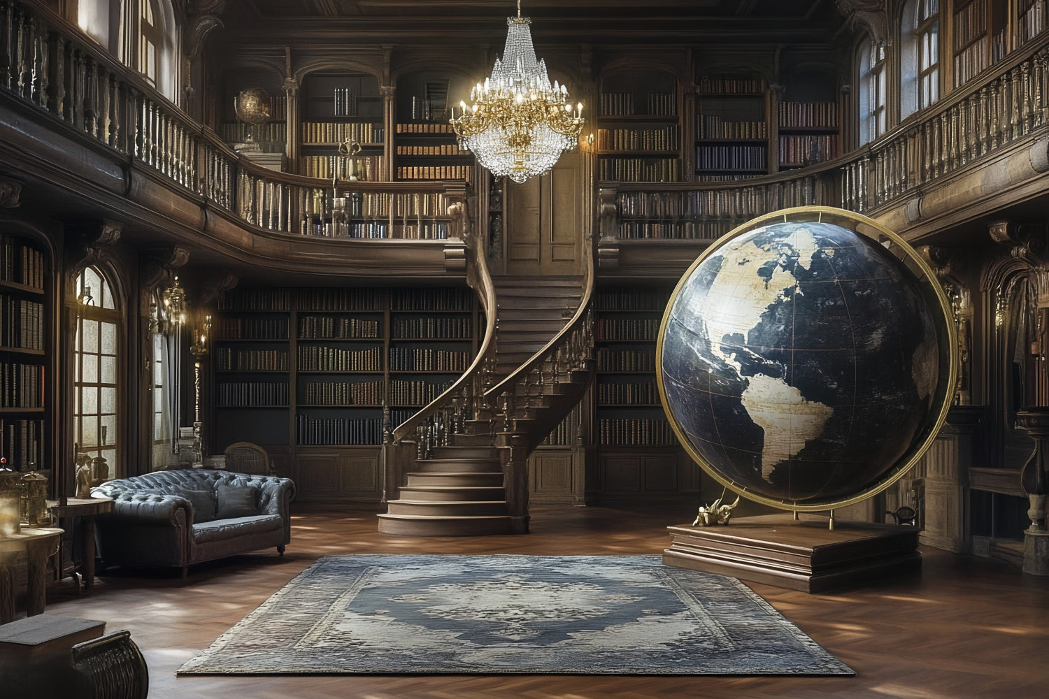 Toile de fond Vintage Studio Bibliothèque Ancienne Globe CSH57-88
