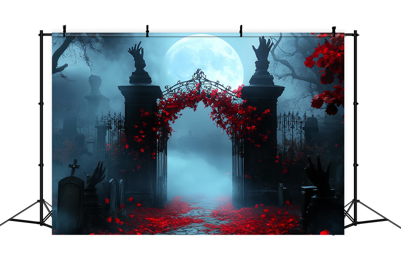 Fond De Photo Halloween Lierre Cramoisi Grille Clair De Lune Cabine Photo CSH58-101