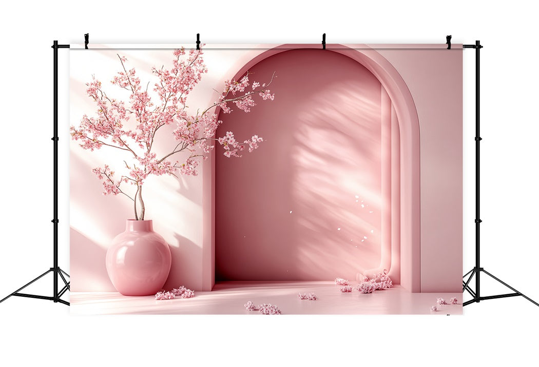 Toile de fond Fleur Vase Arche Minimaliste Cerisier CSH58-103