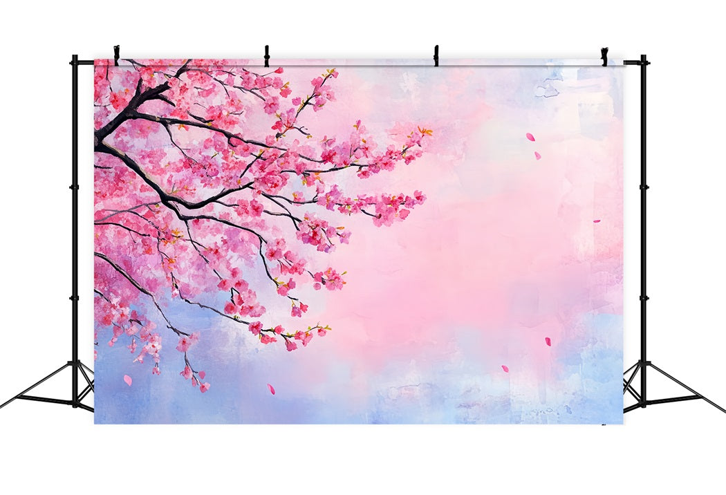 Toile de fond Printemps Ciel Aquarelle Fleur Cerisier CSH58-104