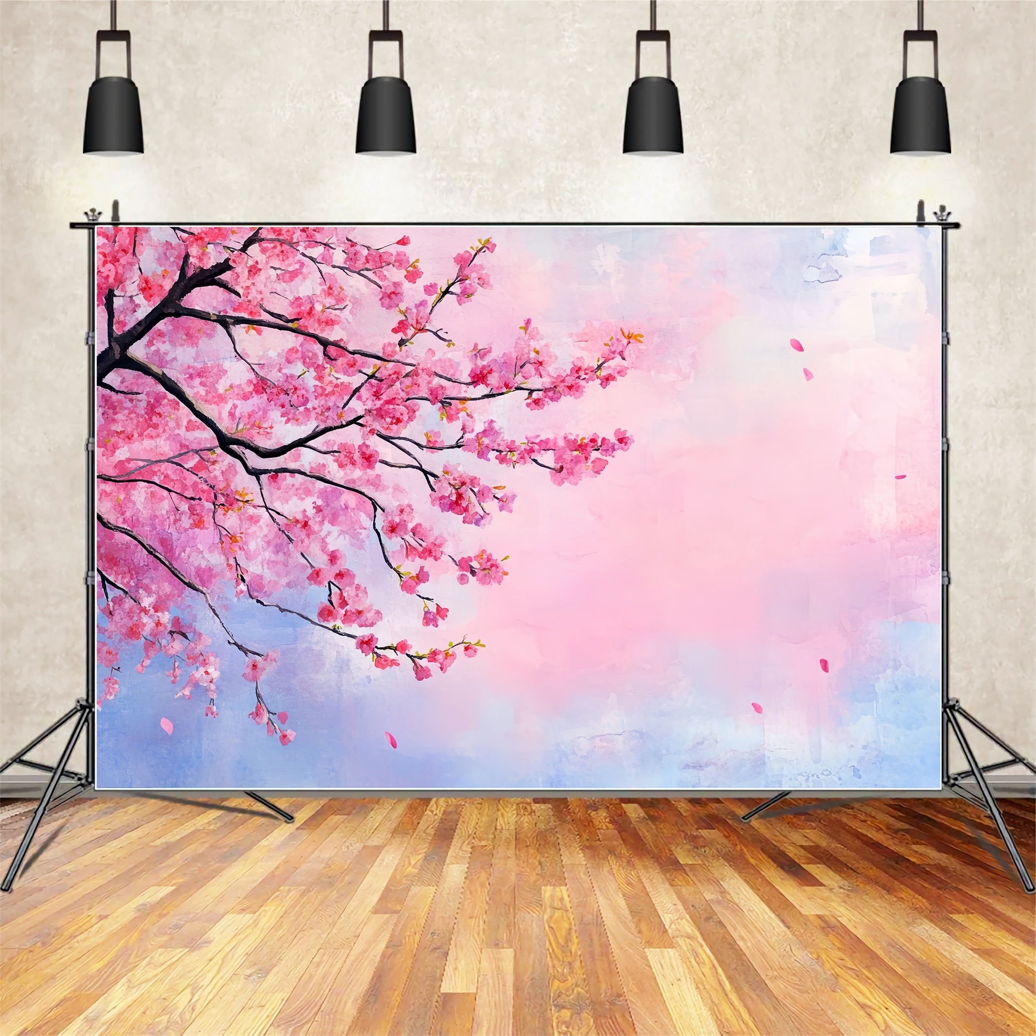 Toile de fond Printemps Ciel Aquarelle Fleur Cerisier CSH58-104
