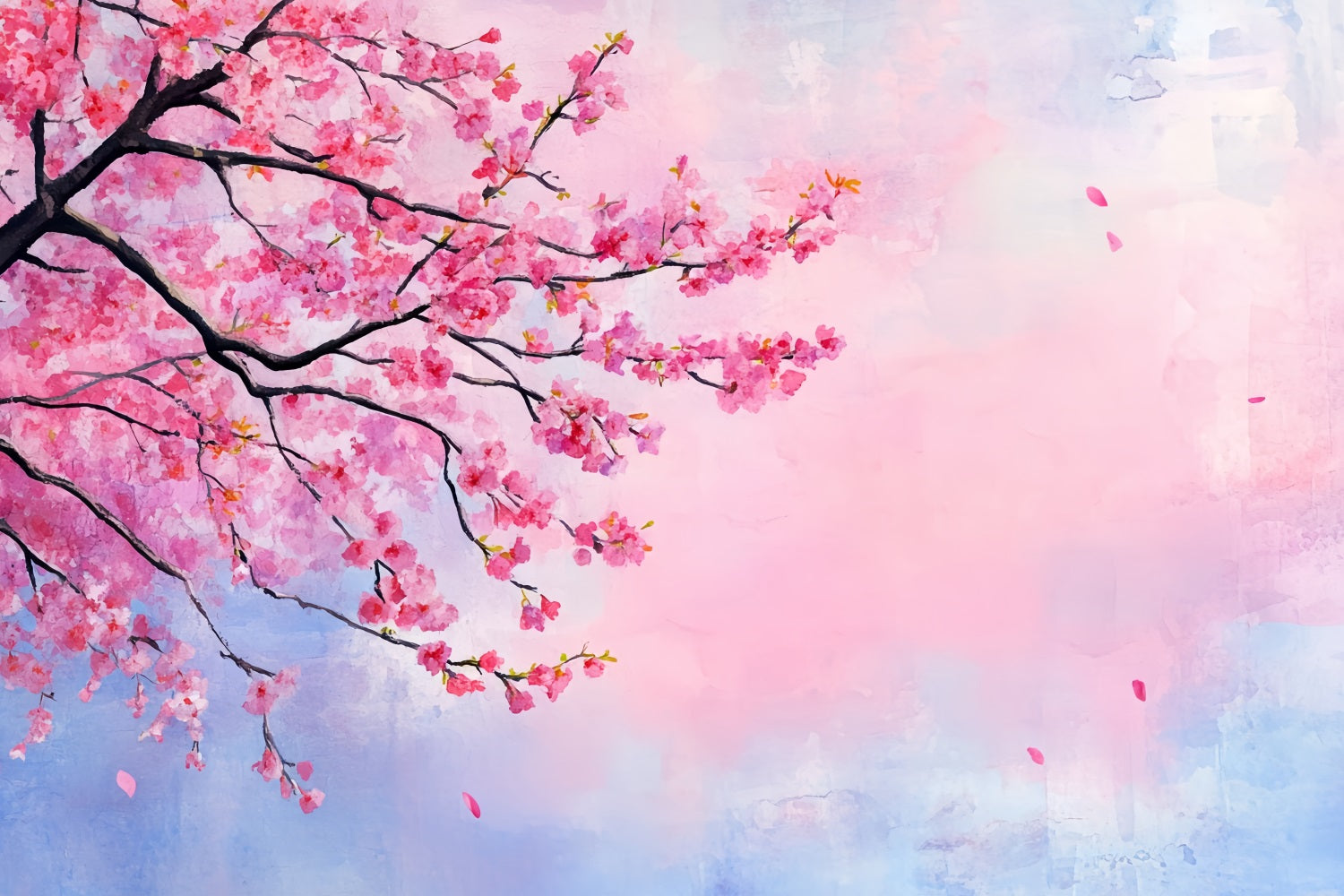 Toile de fond Printemps Ciel Aquarelle Fleur Cerisier CSH58-104