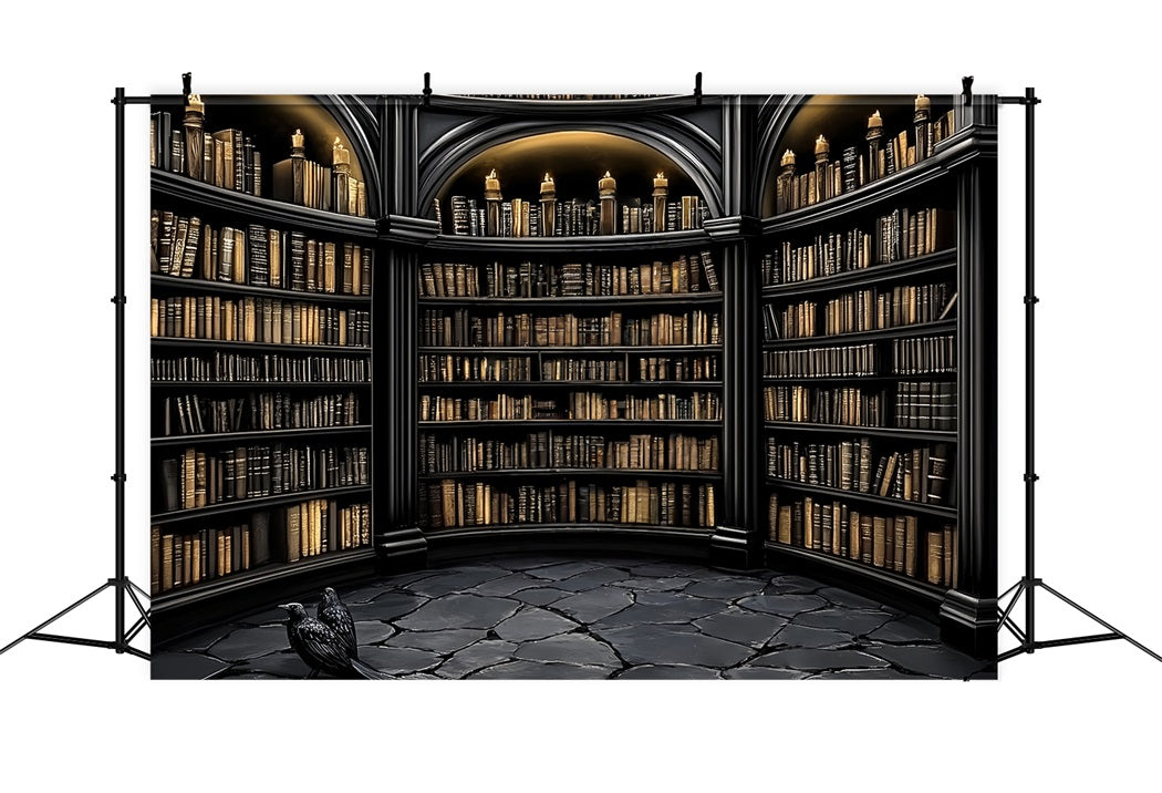 Toile de fond Rentrée Scolaire Bibliothèque Gothique Arches Sombres CSH58-108