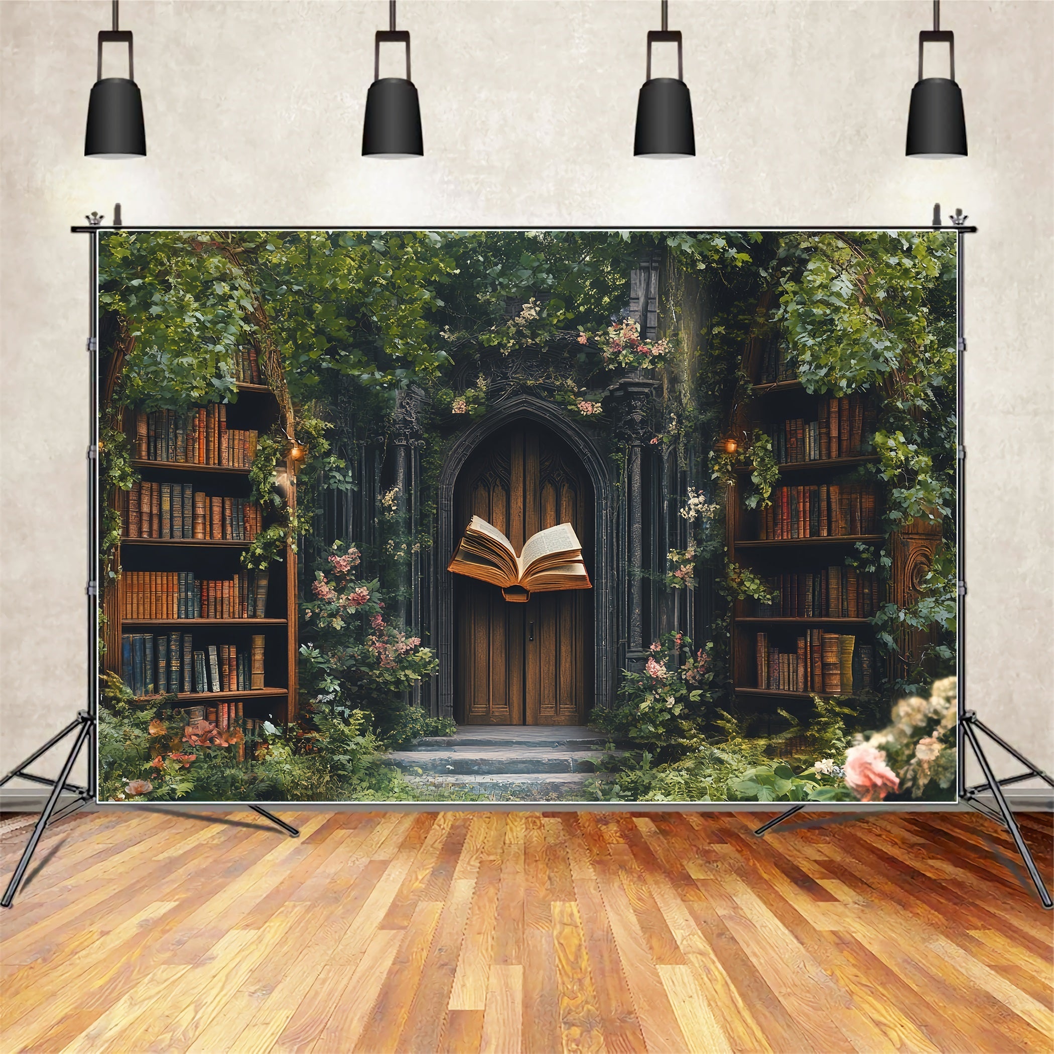 Toile de fond Retour à l'école Entrée Bibliothèque Jardin Enchanté CSH58-109