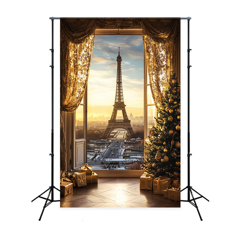 Toile de fond Paris Heure Dorée Noël à Paris CSH58-11
