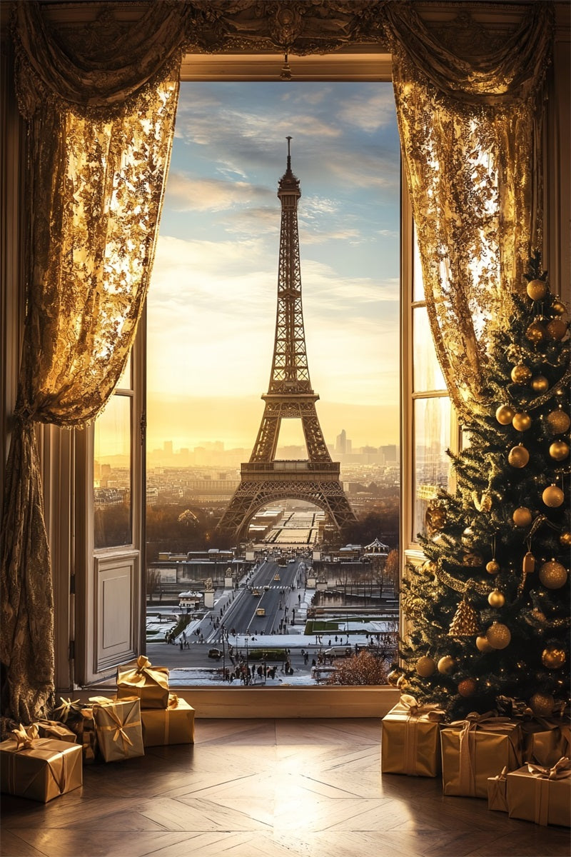 Toile de fond Paris Heure Dorée Noël à Paris CSH58-11