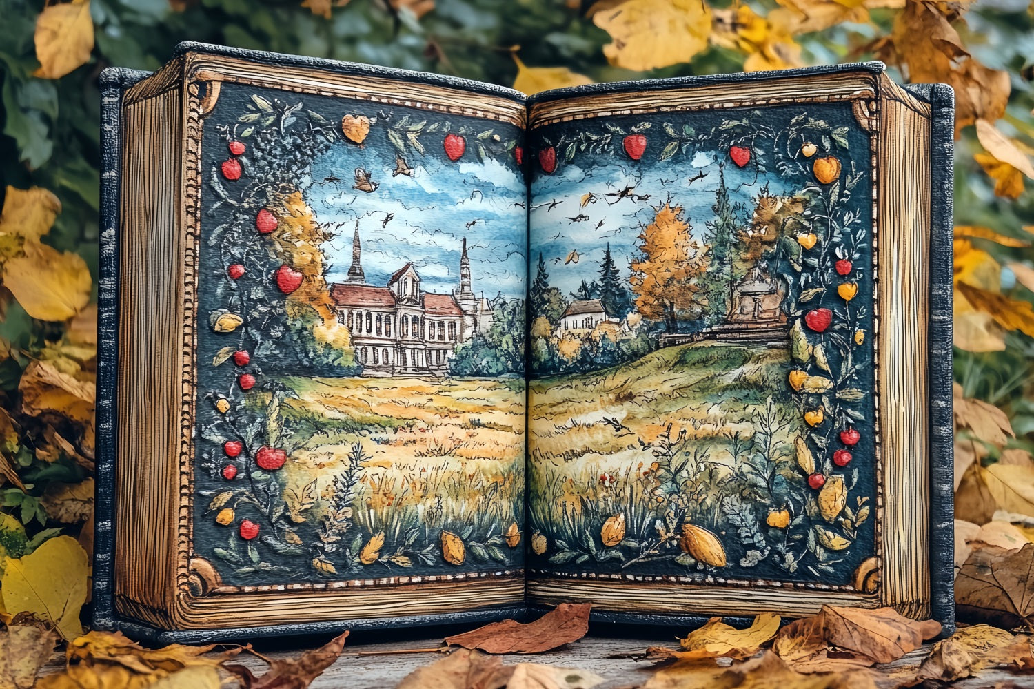Toile de fond Retour à l'école Automne Paysage Illustré Conte CSH58-114