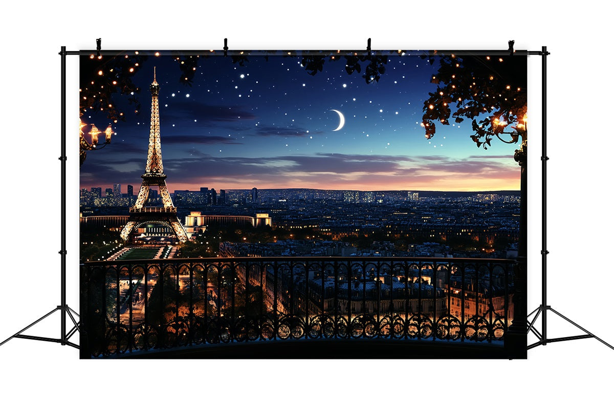 Toile de fond Tour Eiffel Nuit Étoilée Romantique Paris CSH58-12