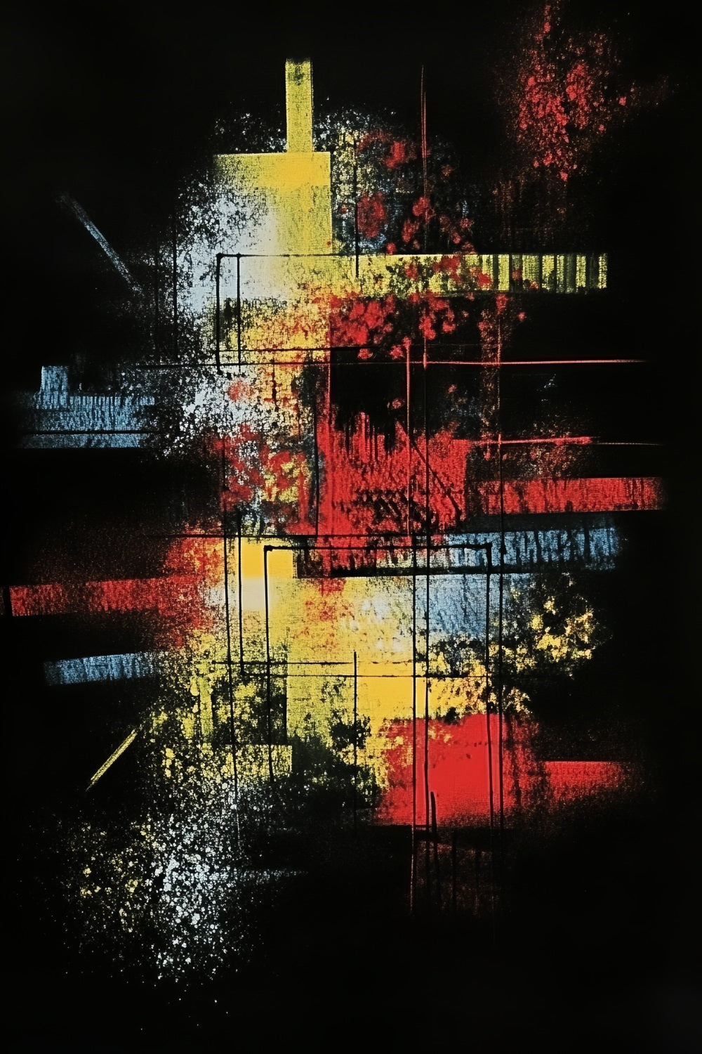 Toile de fond Abstrait Explosion Couleurs Grille Néon Photo CSH58-155