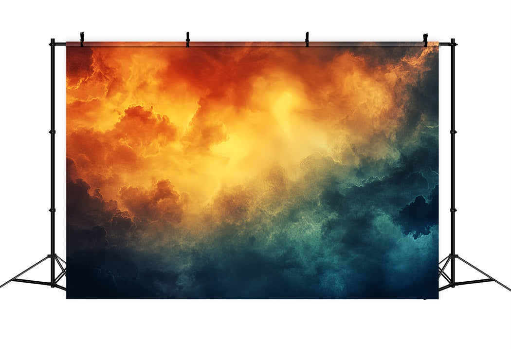 Toile de fond Abstrait Nuages Orageux Coucher Soleil Ardent CSH58-158