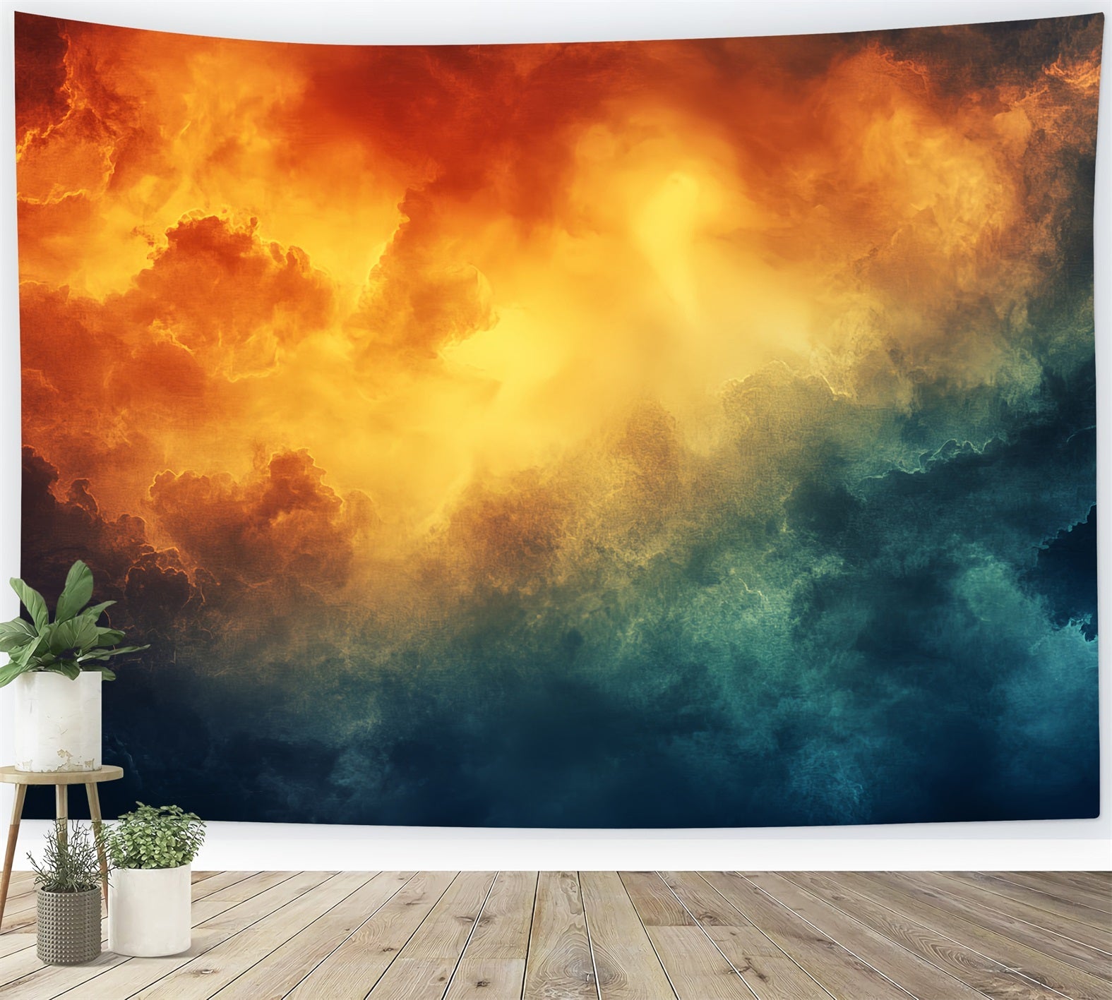 Toile de fond Abstrait Nuages Orageux Coucher Soleil Ardent CSH58-158