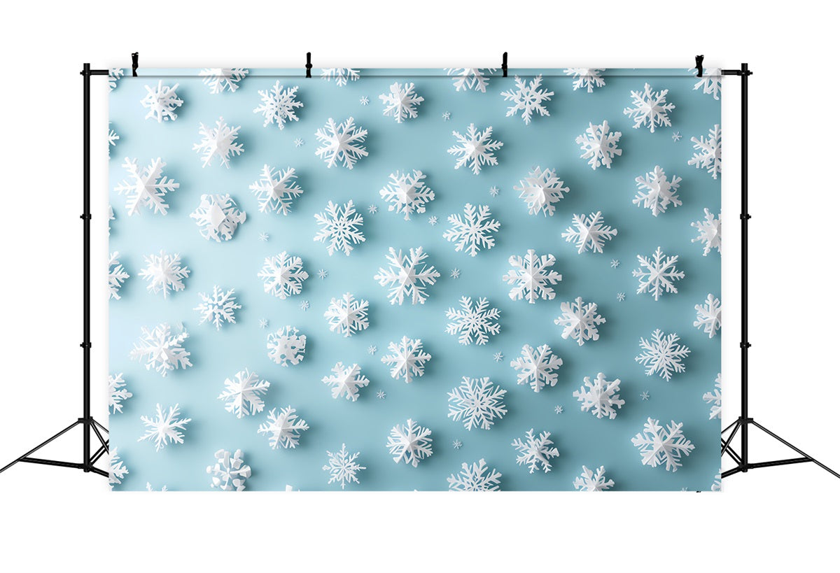 Toile de fond Hiver Flocons Blancs 3D sur Fond Aqua CSH58-19