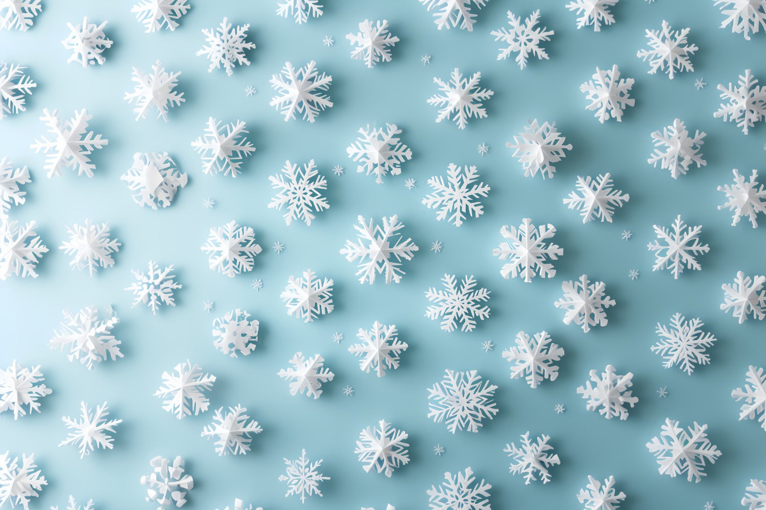 Toile de fond Hiver Flocons Blancs 3D sur Fond Aqua CSH58-19