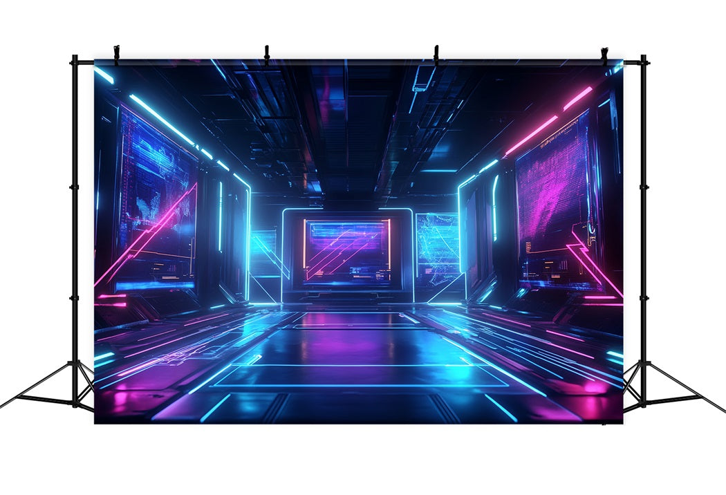 Toile de fond Abstrait Corridor Numérique Cyberpunk Néon CSH58-194