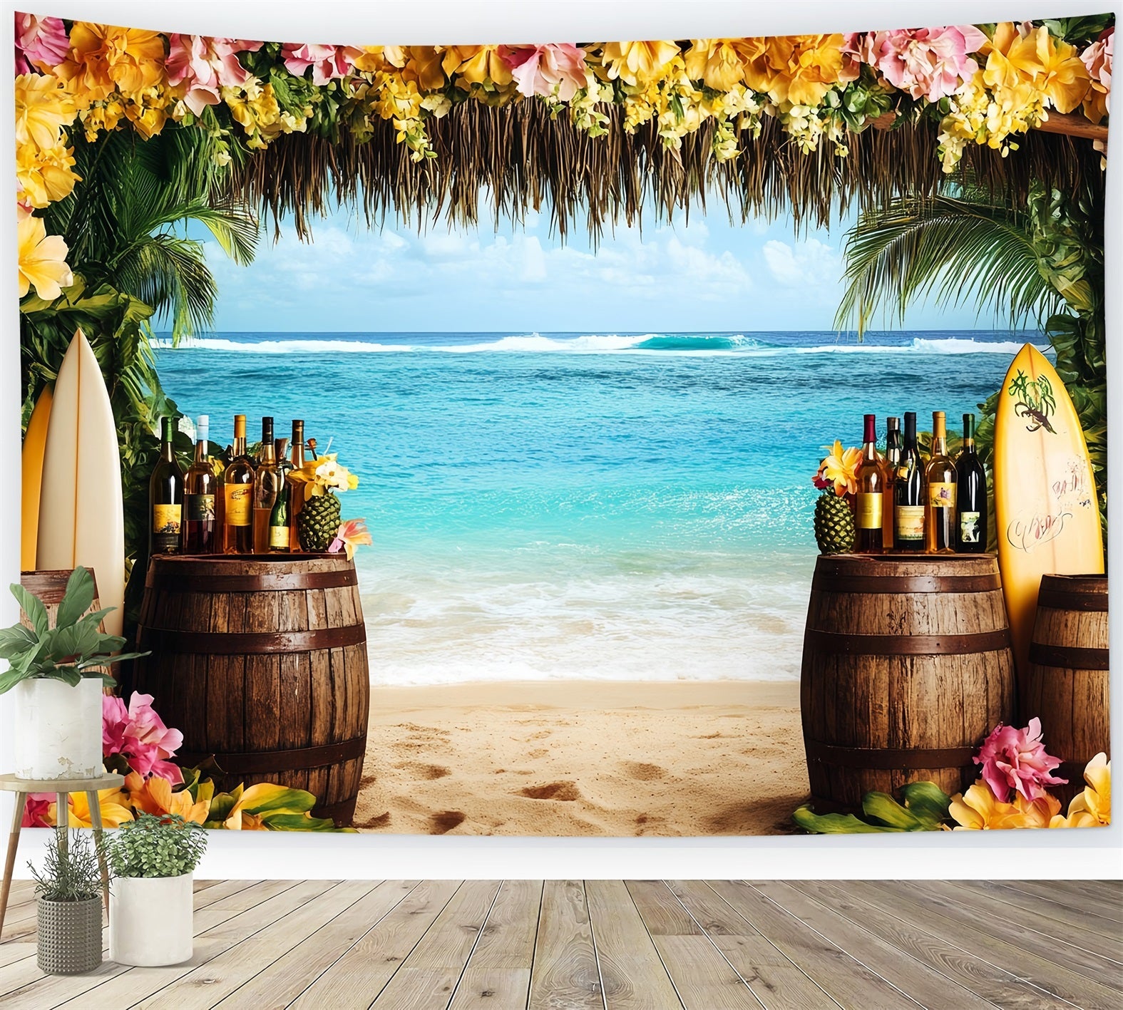 Toile de fond Océan d'Été Surf Tropical Bar Tiki CSH58-213