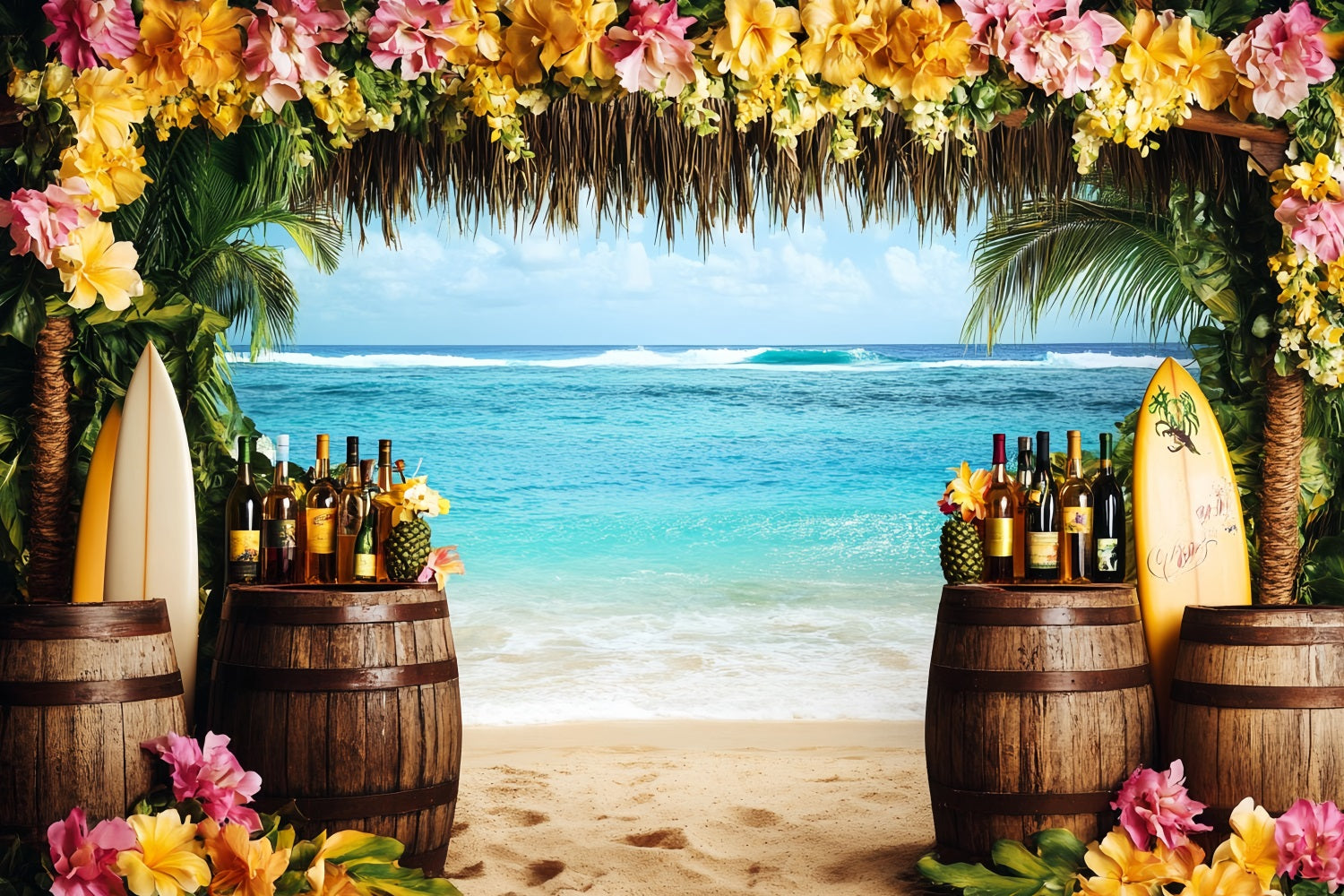 Toile de fond Océan d'Été Surf Tropical Bar Tiki CSH58-213