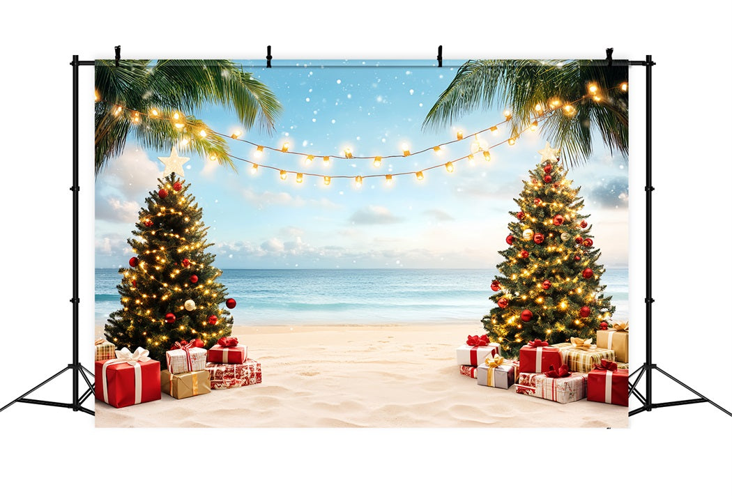 Toile de fond Océan d'Été Paradis Palmier de Noël CSH58-214