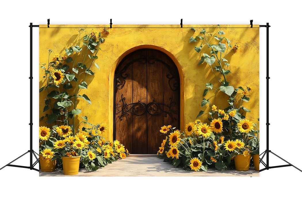 Toile de fond Tournesol d’Automne Porte en Bois Charme Rustique CSH58-217