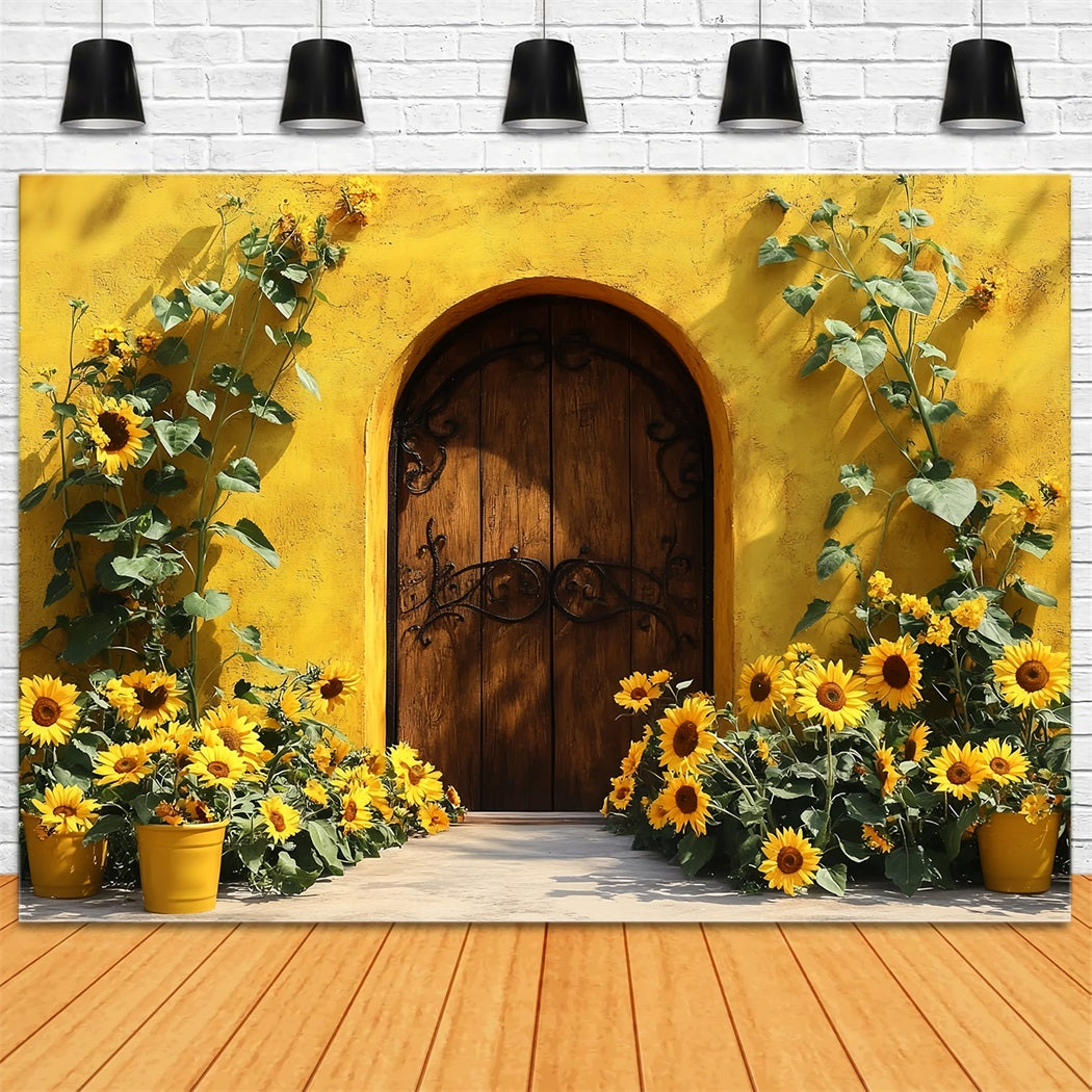Toile de fond Tournesol d’Automne Porte en Bois Charme Rustique CSH58-217