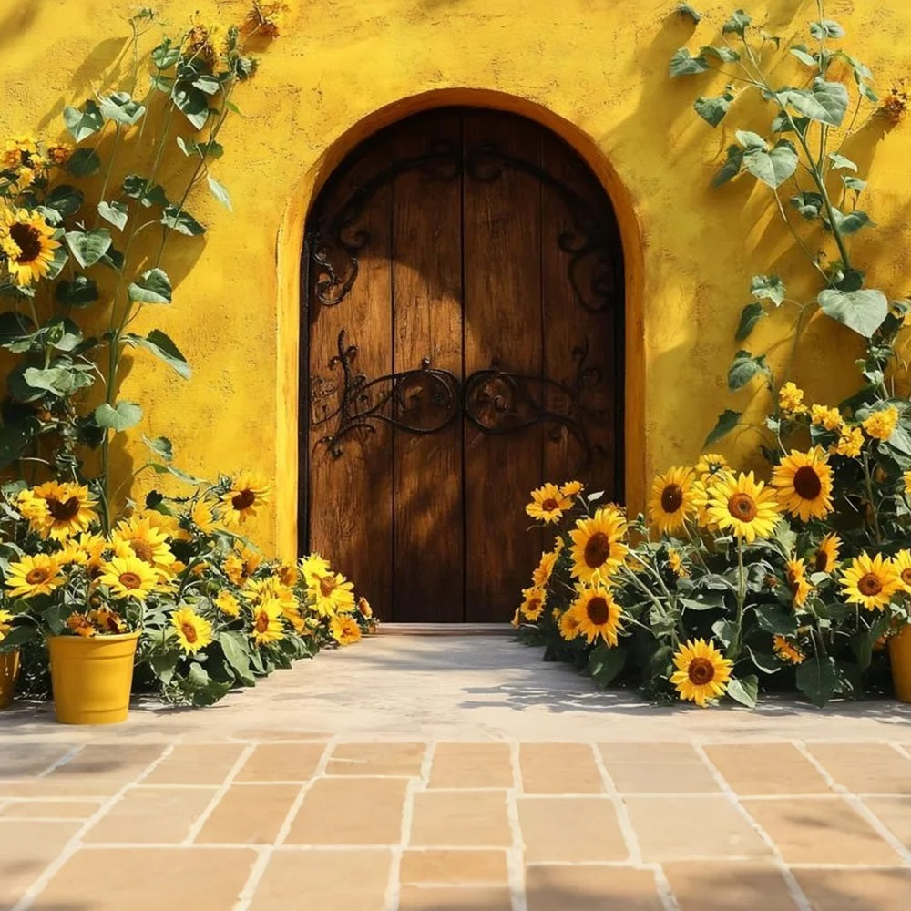Toile de fond Tournesol d’Automne Porte en Bois Charme Rustique CSH58-217