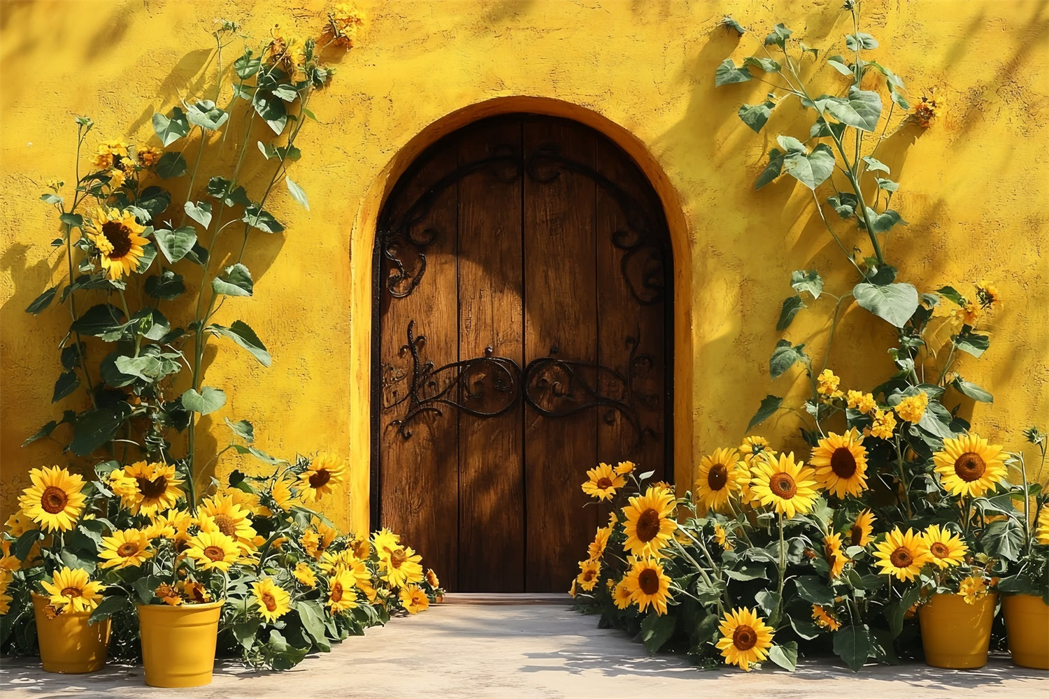 Toile de fond Tournesol d’Automne Porte en Bois Charme Rustique CSH58-217
