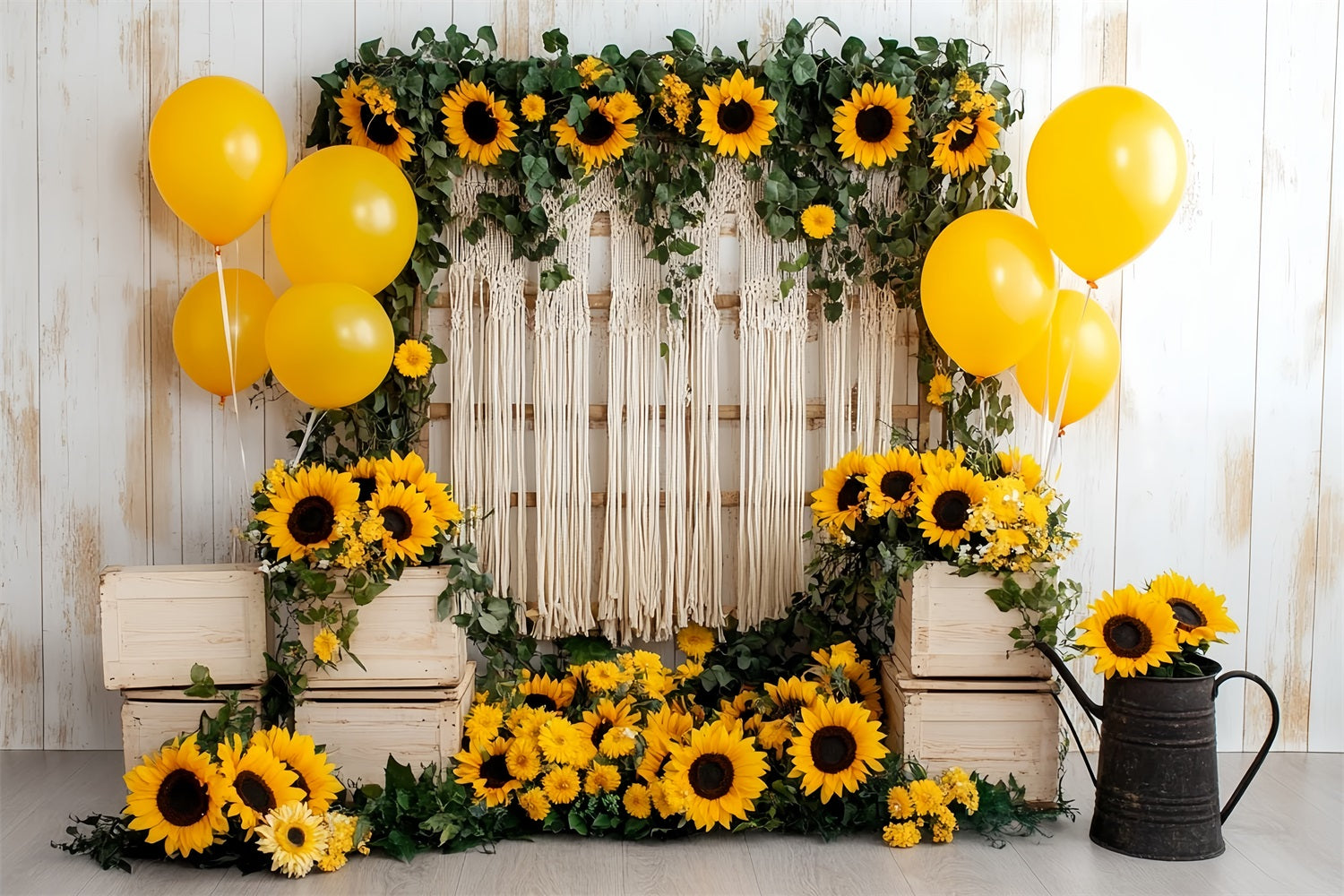 Toile de fond Tournesol d’Automne Décor Bohème Ballons Tournesols CSH58-219