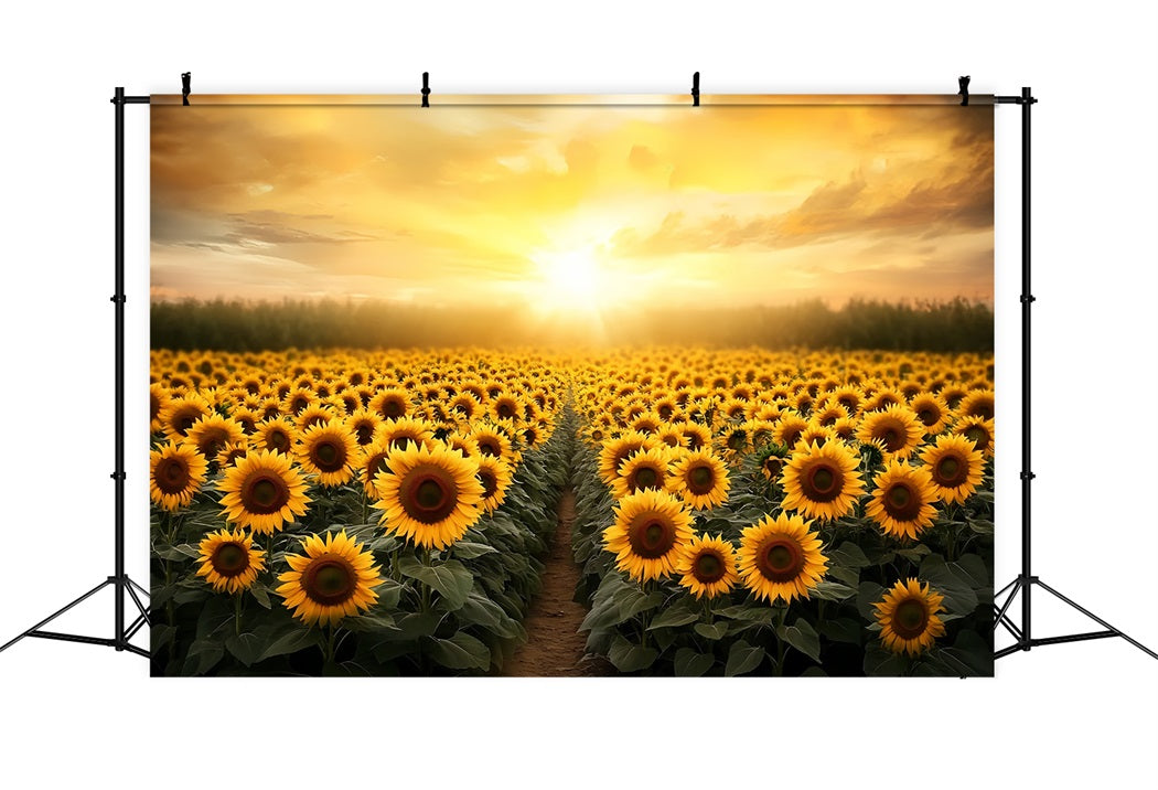 Toile de fond Tournesol d’Automne Champ Fleuri Horizon Doré CSH58-220