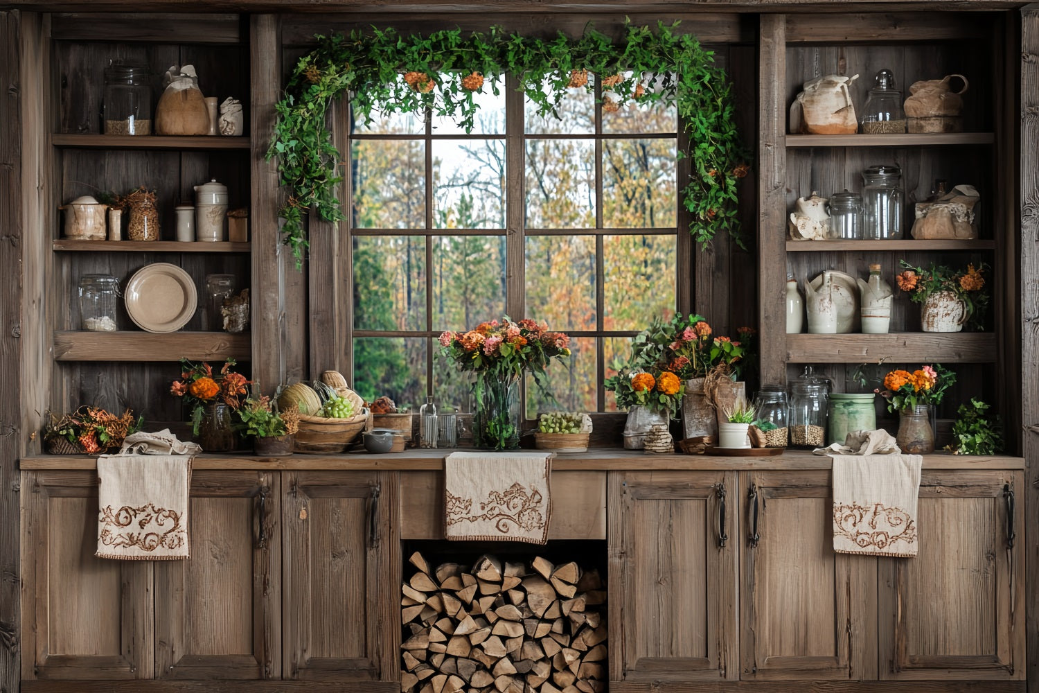 Toile de fond Automne Rustique Cuisine Rustique Décor d’Automne CSH58-226