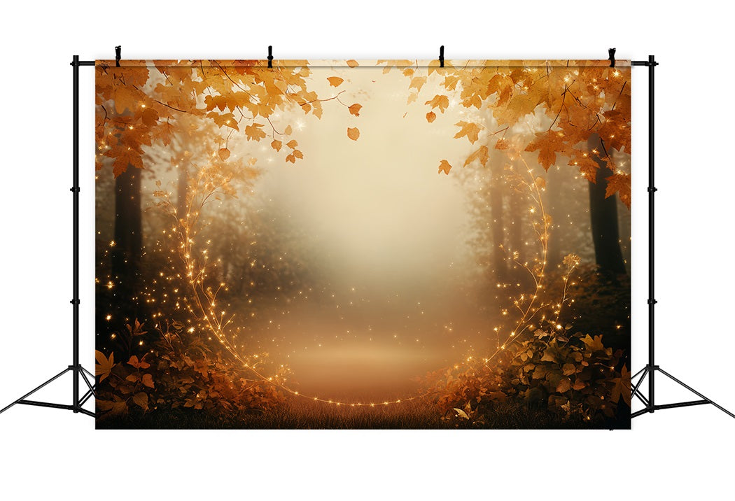 Toile de fond Automne Nature Feuilles Dorées Cercle Étincelant CSH58-227
